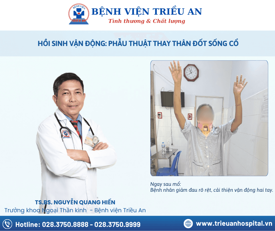 PHẨU THUẬT GIẢI ÉP VÀ THAY THÂN ĐỐT SỐNG CỔ ĐIỀU TRỊ CHÈN ÉP TỦY DO U DI CĂN